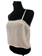 Load image into Gallery viewer, Original 1920's Semi Sheer Peach Chiffon Camisole with Beautiful Lace Trim - Bust 34"