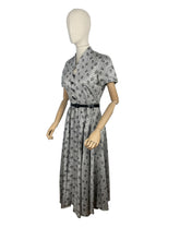 Load image into Gallery viewer, Original 1950's Silver and Black Cocktail Dress by For You By Blaines with Glass Buttons and Pockets - Bust 35