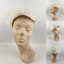 Load image into Gallery viewer, Original 1950’s White Straw Hat with Net and Silver Trim - Fabulous Fifties Hat *