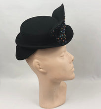 Load image into Gallery viewer, Epic American 1940s New York Creation Tilt Topper Hat with Huge Beaded and Sequined Bow