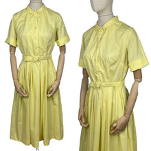 Load image into Gallery viewer, Do Not Buy Original 1950's Lightweight Cotton Day Dress in Soft Yellow - Belted - Bust 36 38 *