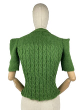 Load image into Gallery viewer, 1940's Reproduction Twisted Cable and Rib Jumper in Grass Green - Bust 33 34 35