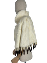 Load image into Gallery viewer, Original 1930's or 1940's Vintage White Ermine Evening Cape with Black and White Tails - Stunning Cape