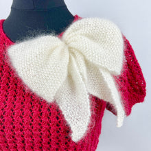 Load image into Gallery viewer, 1930's Reproduction Hand Knitted Lace Jumper in Holly Berry Red Alpaca and Ecru Mohair - Bust 34 36