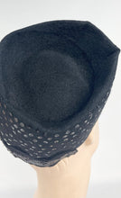 Load image into Gallery viewer, Original 1930s Black Fur Felt and Sequin Evening Hat