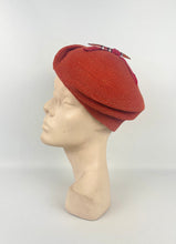 Load image into Gallery viewer, Outstanding Original 1930s Orange Hat with Early Plastic and Metal Trim
