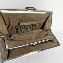 Load image into Gallery viewer, Original 1930s Chocolate Brown Leather Clutch Bag - Art Deco Design