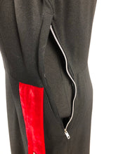 Load image into Gallery viewer, 1940s Black Crepe Dress with Red Velvet Trim and Paste Detail - Bust 36 37 38