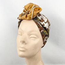 Load image into Gallery viewer, Vintage Paisley Print Scart In Autumnal Shades of Chestnut, Brown, Green and Yellow - Makes a Great Headscarf