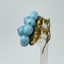Load image into Gallery viewer, Vintage 1950's Turquoise Blue Glass Clip on Earrings