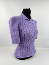 Load image into Gallery viewer, 1940's Reproduction Twisted Cable and Rib Jumper in Jacaranda - Bust 32 33 34