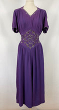 Load image into Gallery viewer, 1940s Purple Crepe Evening Dress with Sequin and Bead Detail - Bust 38 39 40