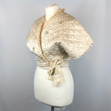 Load image into Gallery viewer, 1950s Cream Satin Quilted Bed Jacket by Harrods - B36