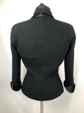 Load image into Gallery viewer, 1940s Black Jacket with Double Collar, Satin Trim and Glass Buttons - B35 36