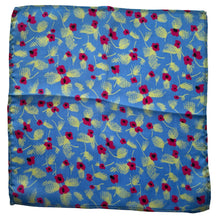 Load image into Gallery viewer, Original 1940's or 1950's Blue Silk Hankie with Pretty Poppy Print - Great Gift Idea
