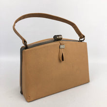 Load image into Gallery viewer, Original 1940s 1950s Tan Faux Leather Box Bag and Matching Coin Purse