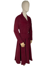 Load image into Gallery viewer, Original 1950's Horrockses Wine Coloured Needle Cord Suit - Bust 36 38
