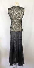Load image into Gallery viewer, 1930s Black Lace Evening Dress  with Huge 10ft Skirt in a Floral Design - Bust 34 35