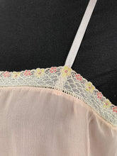Load image into Gallery viewer, Original 1920's Semi Sheer Peach Chiffon Camisole with Beautiful Lace Trim - Bust 34"