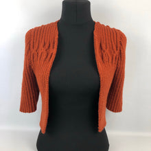 Load image into Gallery viewer, 1940s Style Hand Knitted Bolero in Copper - B34 36
