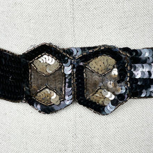 Load image into Gallery viewer, Original 1930's Black and Gold Sequin and Beaded Belt - Waist 25 26