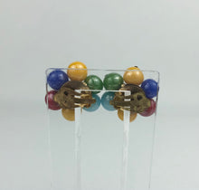 Load image into Gallery viewer, Vintage 1950s Harlequin Glass Clip on Earrings