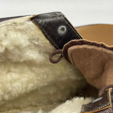 Load image into Gallery viewer, Original 1940's Chocolate Brown Glace Leather Real Fur Lined Lace Up Boots - UK 5.5 6