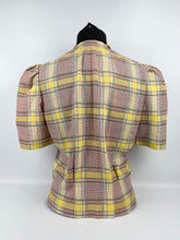 Load image into Gallery viewer, 1940s Reproduction Blouse in Green, Yellow and Brown Check - B34 35 36