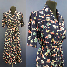 Load image into Gallery viewer, CC41 Navy Floral Cotton House Dress - Bust 38" 40”