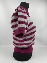 Load image into Gallery viewer, Reproduction 1930's Burgundy and Grey Stripe Bobble Jumper - Bust 36 38 40