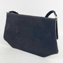 Load image into Gallery viewer, Original 1940's or 1950's Black Fabric Bag with Embroidered Roses and Flowers