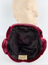 Load image into Gallery viewer, Original 1950's Burgundy Velvet and Straw Hat by Jacoll - Such a Classic Piece *
