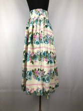Load image into Gallery viewer, Original 1950s Yellow and Blue Cotton Skirt with Bold Roses Print - Waist 26" 27"