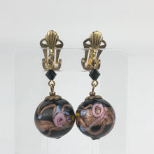 Load image into Gallery viewer, Vintage Black Wedding Cake Glass Clip On Earrings