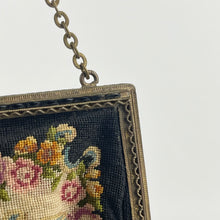 Load image into Gallery viewer, 1920s 1930s Petit Point Black Floral Evening Bag