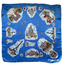 Load image into Gallery viewer, Vintage Paris Tourist Piece Scarf with Moulin Rouge, The Eiffel Tower and More - Great Turban or Headscarf