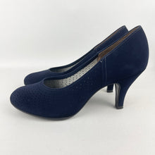 Load image into Gallery viewer, Original 1940's 1950's Deadstock Blue Suede Court Shoes with Punch Detail - UK 4.5