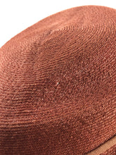 Load image into Gallery viewer, Original 1930s Salmon Pink Fine Straw Sun Hat with Grosgrain Trim
