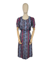 Load image into Gallery viewer, Original 1940’s Blue, White and Pink Stripe Floral Dress with Lily of the Valley - Bust 35 36 *