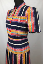 Load image into Gallery viewer, Amazing 1940s CC41 Striped Crepe Dress - B34
