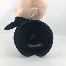 Load image into Gallery viewer, Late 1940s or Early 1950s Black Cocktail Hat with Paste Trim