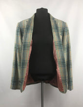 Load image into Gallery viewer, Vintage Zip Front Jacket in Green, Yellow and Navy Check - B38 40