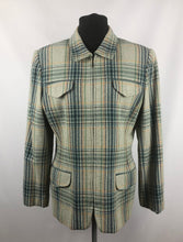 Load image into Gallery viewer, Vintage Zip Front Jacket in Green, Yellow and Navy Check - B38 40