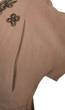 Load image into Gallery viewer, Original 1940’s Cafe Au Lait Crepe Dress with Bronze Beading - Perfect For Day or Evening Wear - Bust 36