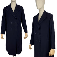 Load image into Gallery viewer, Charming Original 1930's Navy Blue Wool Double Breasted Coat - AS IS - Bust 36" *