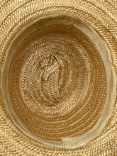 Load image into Gallery viewer, Original 1940's Natural Straw Sun Hat with Cream Grosgrain Trim - 1940's Bonnet *