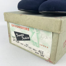 Load image into Gallery viewer, Original 1940's 1950's Deadstock Blue Suede Court Shoes with Cutout Detail - UK 4