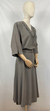 Load image into Gallery viewer, Original 1940s Crepe Dress with Beaded Bodice and Original Belt - Bust 48