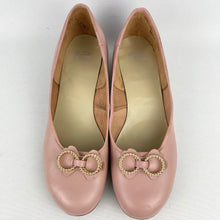 Load image into Gallery viewer, Original 1950's Baby Pink Leather Shoes with Gold Tone Trim - UK 4 4.5 *