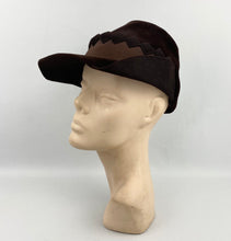 Load image into Gallery viewer, Original Late 1930s or Early 1940s Two Tone Brown Felt Hat with Grosgrain Trim